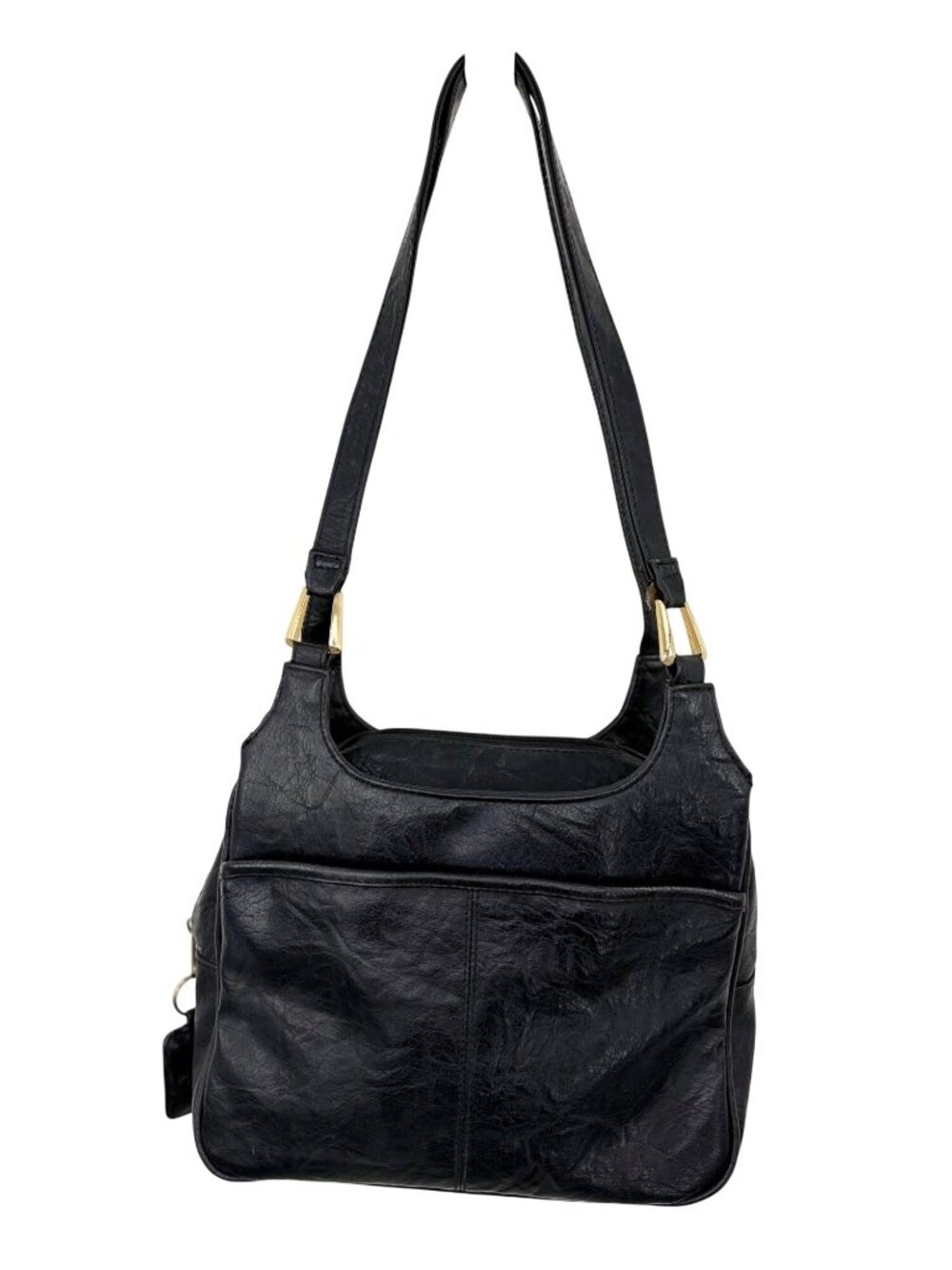 Black Bentley Shoulder Bag With Gold Hardware & Zipper Closure